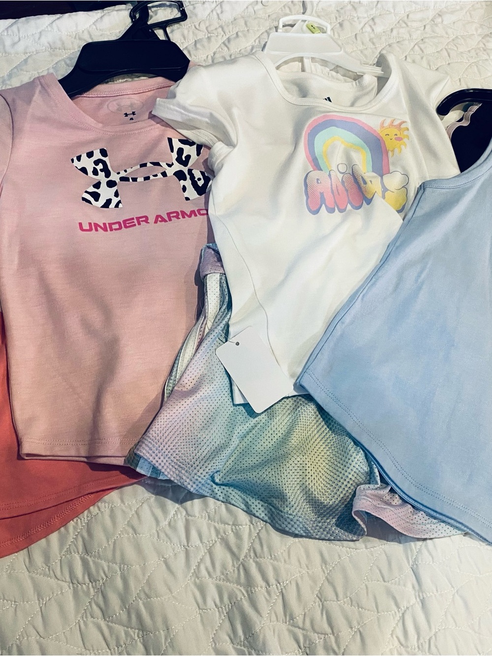 Under Armour Girls Pink Logo & Pastel Rainbow Matching Set